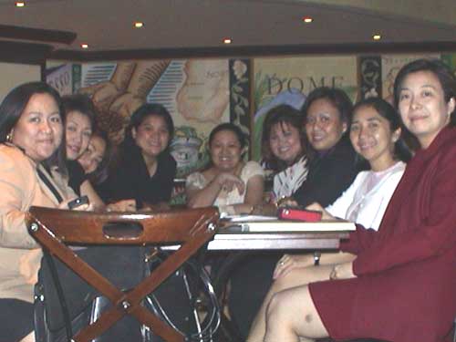 L-R:  Mona, Ninya, Beng, Deidre, Raquel, Belly, Marcy, Betty and Rose.

For this meeting, we missed Dioky, Leah and Alice.